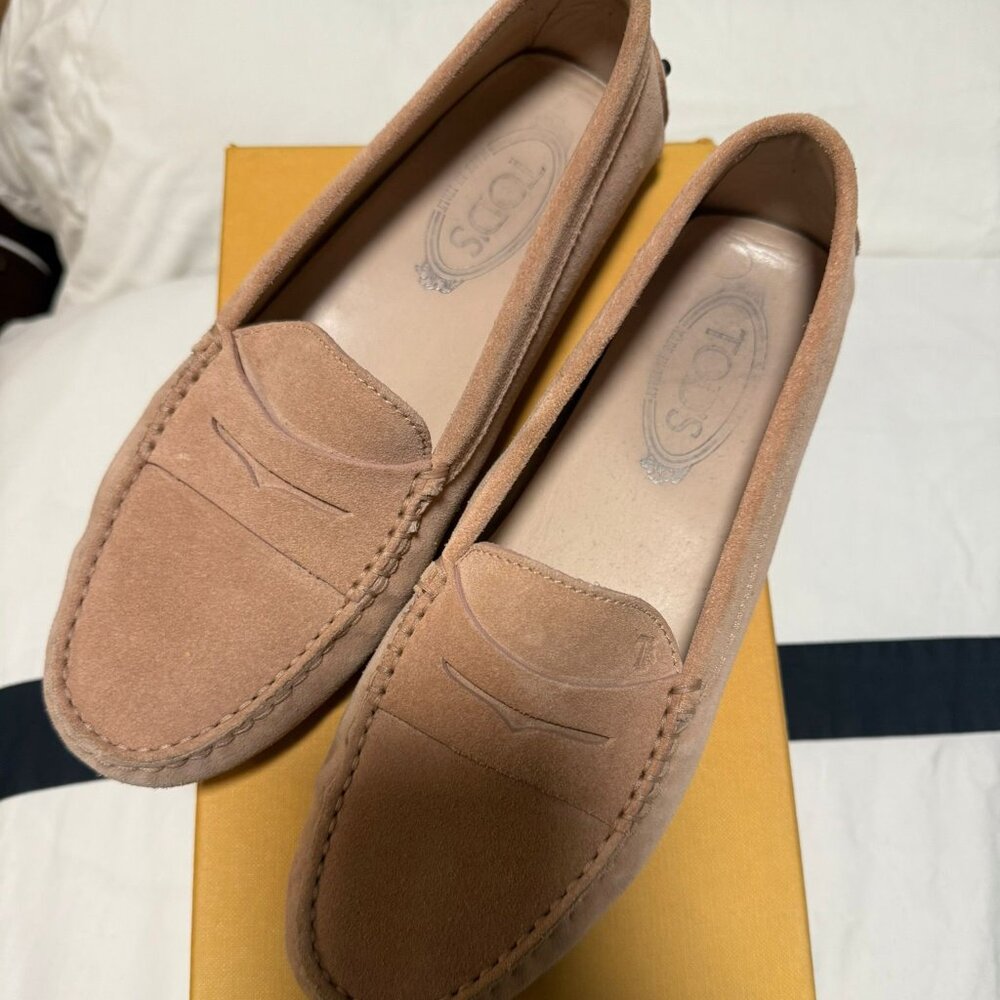 Tods Suede Moccasin Beige/Pink